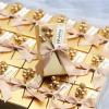 10 Pcs High Gold Wedding Candy Box - Elegant European Style Gift Bags with Ribbon Bow for Special Occasions(Color2,13 * 8 * 3.5cm) view 3