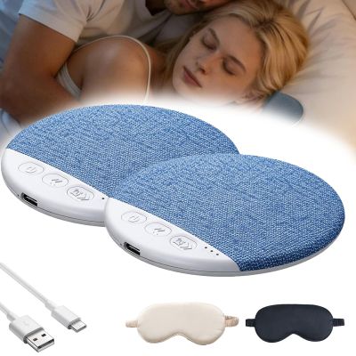 Sleep Speaker Under Pillow, Bluetooth Pillow Speaker, Bone Conduction Audio with White Noise Timer Wireless Sleep Aid with Stereo Bass Private Sleep Headphones, Ultra Slim Blue-Tooth 5.4 (2PCS)