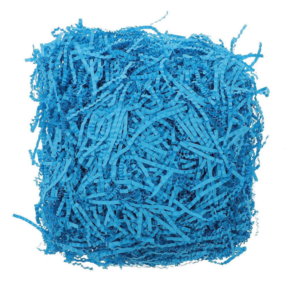 MAGICLULU Raffia Filament Wrinkling Paper Shredded Paper 100g Lake Blue Crinkle Cut Box Filler for Wedding Decor Wrapping Supplies and Packing