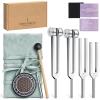 Tuning Forks for Healing Set(128Hz, 136.1Hz, 432Hz, 528Hz),Weighted & Unweighted Sound Therapy Tuning Fork Tools with Activator & Storage Pouch for Meditation, Yoga,Chakra Balance & Relaxation view 1
