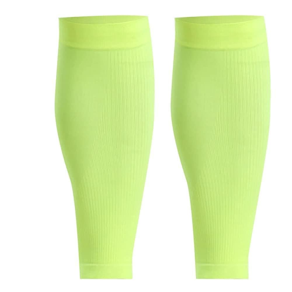 Mumian Sport Training Shin Pads Calf Sleeves, Breathable Protective Gear for Running Soccer Basketball, Fluorescent Green with 3D Compression Support (S)