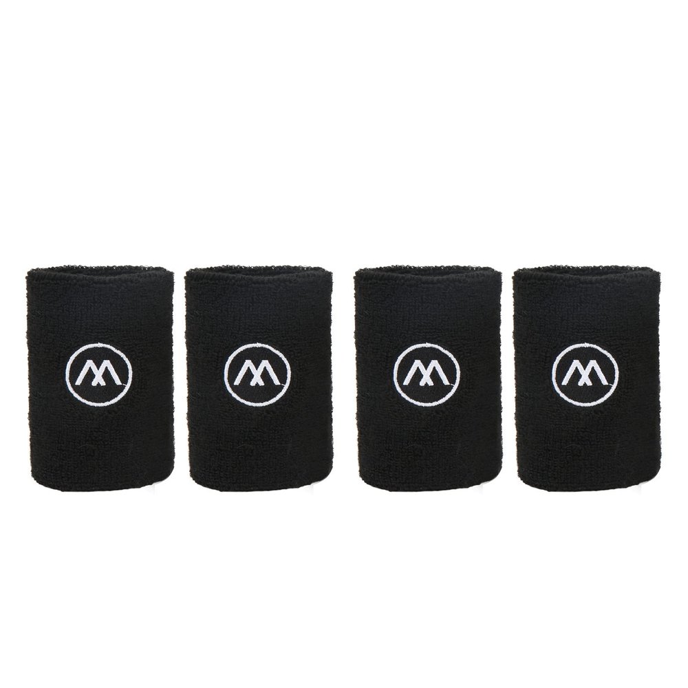 Tissting 2-Pack Wrist Sweatbands for Sports, Wicking Athletic Wristbands for Gym Yoga Basketball Tennis Men Women (Black) (Black)