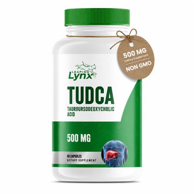 Leaping Lynx TUDCA 500mg Tauroursodeoxycholic Acid Supplement 60 Capsules TUDCA Liver Support Supplement Bile Acid Digestive Support Non-GMO, ISO-Certified