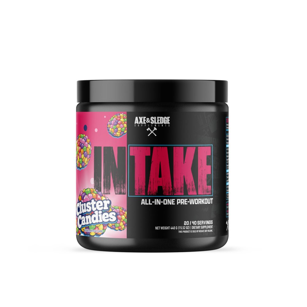Axe & Sledge Intake All-in-One Pre-Workout Caffeine | L-Citrulline, Beta Alanine, Betaine for Performance & Focus | Pre-Workout for Men & Women (Cluster Candies)