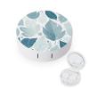 Blue Leaves Pattern Round Contact Lens Case Portable Contact Lens Kit With Mirror Travel Lens Case With Applicator Diy Custom Lens Case Small Lens Storage Box Cute Contact Lens Accessory Gift For Cont view 1