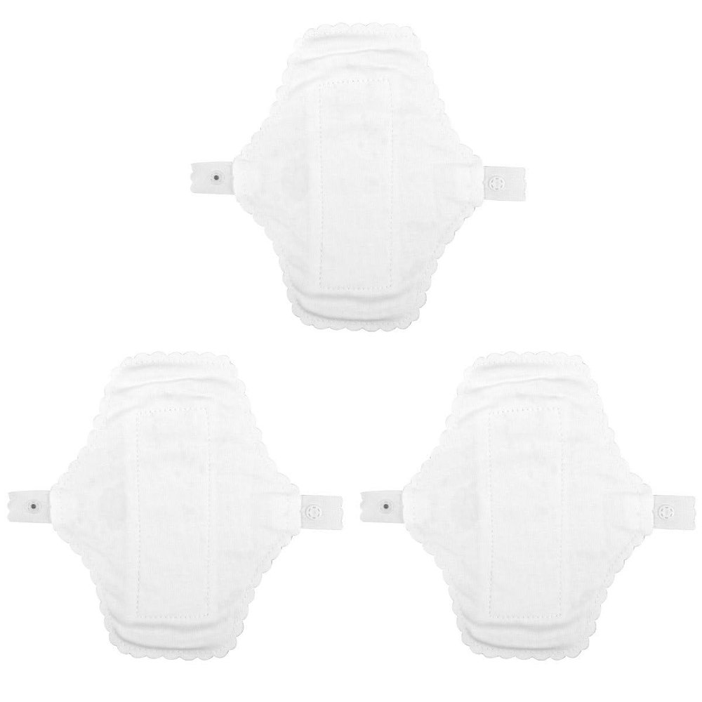 HOLIDYOYO Reusable Menstrual Pads 3pcs 18cm Thin Washable Cotton Sanitary Napkins with Lace for Women Feminine Care Everyday Use