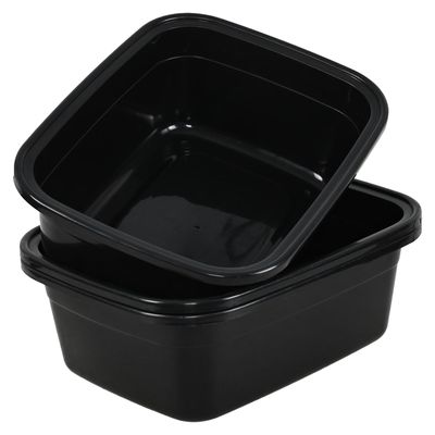 Loiycg 18 Quart Black Rectangular Dishpan Tub, Plastic Wash Basin, 3 Packs