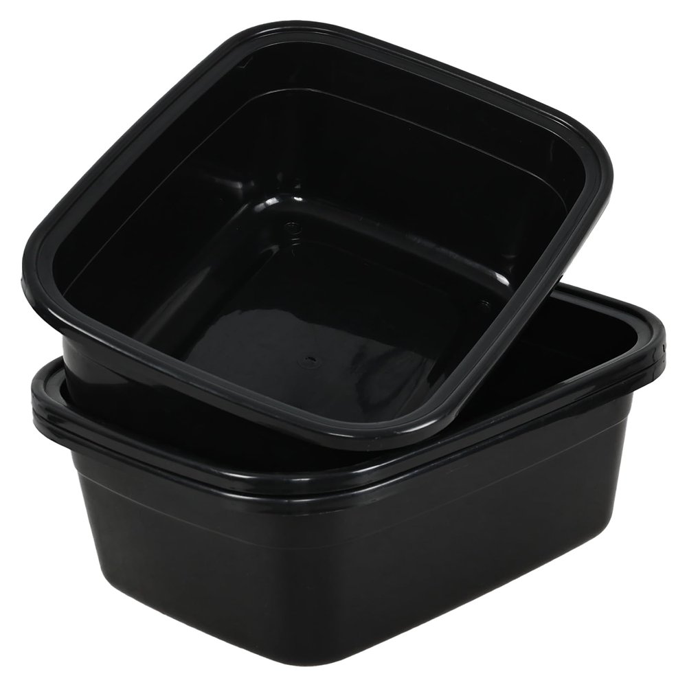 Loiycg 18 Quart Black Rectangular Dishpan Tub, Plastic Wash Basin, 3 Packs