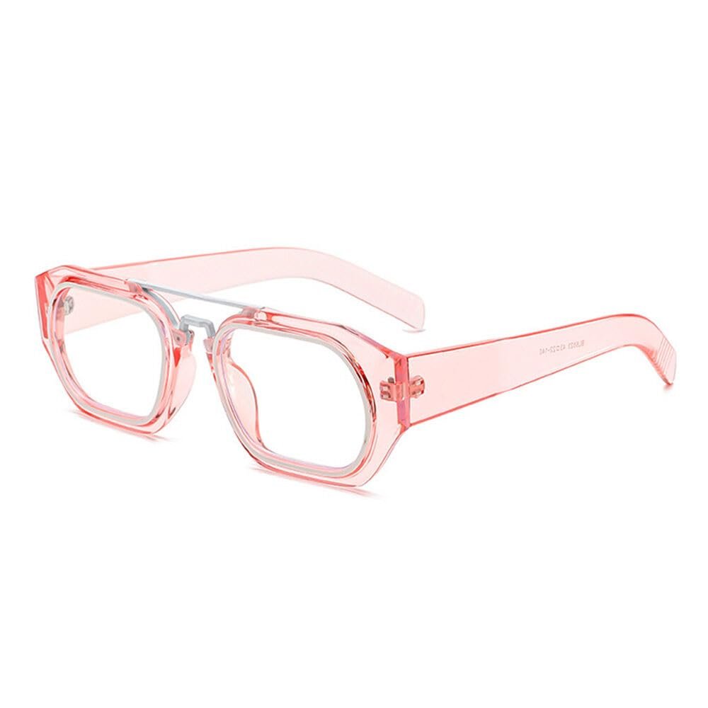 AOOLIA Aviator Reading Glasses for Women Men, Trendy Square Blue Light Blocking Glasses Reader, Anti-Reflective Coating Lens (Red, 0.75, x)