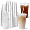 WANNADAY 100 Pack 24 oz Clear Plastic Cups with Lids and Straws, Disposable Iced Coffee Cups To Go Sturdy Smoothie Cups for Cold Drinks view 1
