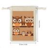 ERSTSNCK 8Pcs Cute Big Brown Cartoon Owls Drawstring Bags Small Burlap Gift Bags Jewelry Pouches for Storage Wedding Party Favor view 2