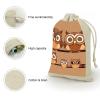 ERSTSNCK 8Pcs Cute Big Brown Cartoon Owls Drawstring Bags Small Burlap Gift Bags Jewelry Pouches for Storage Wedding Party Favor view 3