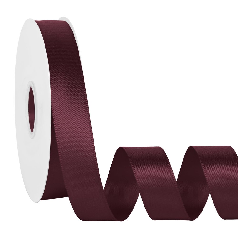 Simplegoal Burgundy Double Faced Satin Ribbon 1 Inch x 60 Yards Continuous Roll for Gift Wrapping Crafts Bouquet Wedding Decoration