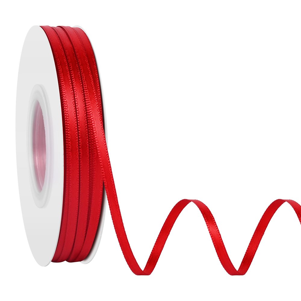 Simplegoal Red Double Faced Satin Ribbon 1/8 inch x 60 Yards Continuous Roll for Gift Wrapping Crafts Bouquet Wedding Decoration