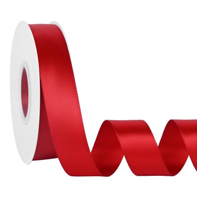 Simplegoal Red Double Faced Satin Ribbon 7/8 Inch x 30 Yards Continuous Roll for Gift Wrapping Crafts Bouquet Wedding Decoration