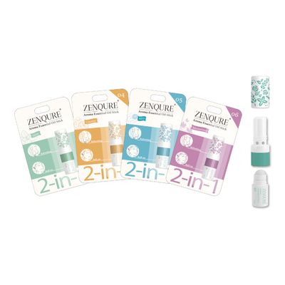 ZENQURE Nasal Stick | 4 Scents - Mint+No.4/5/6 | | Aroma Essential Oil | 2-in-1 Inhaler * Roll-on| Cool Refreshing | Natural Mood Boost | Calming&Relaxing | Herbal Ingredients |Made in Taiwan