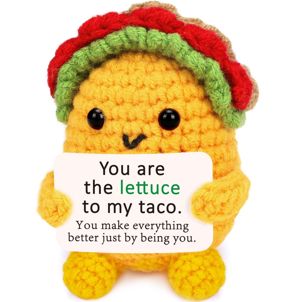 Jettryran Fathers Day Birthday Gifts from Daughter Wife Romantic Wedding Engagement Gift for Couples Her Him for Women Men Girfriend Boyfriend Handmade Crochet Taco Valentines Card Gift ldea