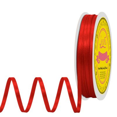 LEEQE Double Face Red Satin Ribbon 1/8 Inch x Continuous 60 Yards Polyester Ribbon for Wedding Gift Wrapping Party Hair Bow Invitation Decorations