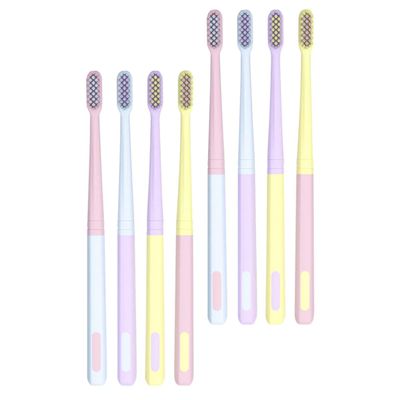 Vaguelly Soft Bristle Toothbrush Set 8pcs, Compact Head Portable Oral Care Tooth Cleaning Tool for Adults, Travel-Friendly Macaron Color Household Teeth Brush