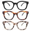 REAVEE 3 Pack Fashion Oversized Reading Glasses for Women, Blue Light Blocking Computer Readers with Spring Hinge (Black/Leopard/Grey Leopard 1.5) view 1