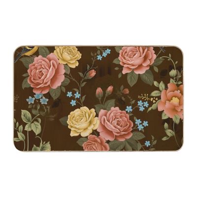 dcetiAAm Flannel Indoor Door Mat 16 24 Inch, Classic Floral No Slip Mudroom Rug Water Absorbing Entryway Decor Bathroom Rugs Non Slip Washable Bath Mats for Bathroom Non