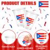 ARQRHTLY 50 Pack Puerto Rico Cups Bulk, 12oz Clear Plastic Disposable Cups with Puerto Rican Flag Design, Reusable Drink Cups for Puerto Rico Party, Family Gatherings, Graduation and Summer Events view 3