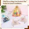 PATIKIL Organza Jewelry Gift Pouch, (4.7 x 3.5 Inch, Bright Blue) (100 Pcs) Gold Rose Drawstring Mesh Candy Pouch Mini Wedding Favor Bags for Christmas Party Wedding Festival view 4