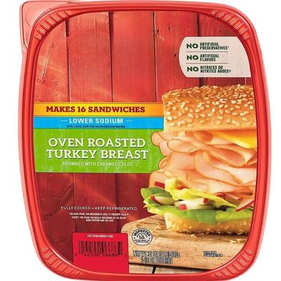 Ultra Thin Oven Roasted Turkey Breast Sliced Lunchmeat , Made with slow-cooked, oven roasted turkey and no artificial flavors, this lower sodium roasted turkey breast is juicy, flavorful, and 98% fat-free., it's a delicious solution for anyone watchi
