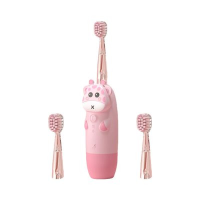 HOODANCOS Electric Toothbrush Set with 2 Pink Replacement Heads, Sonic Soft Bristle Toothbrush, Straight Handle for Gentle Oral Care