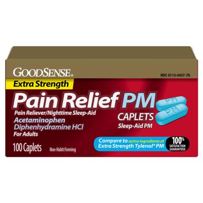 GoodSense Extra Strength Acetaminophen PM 500 mg Caplets, 100 Count