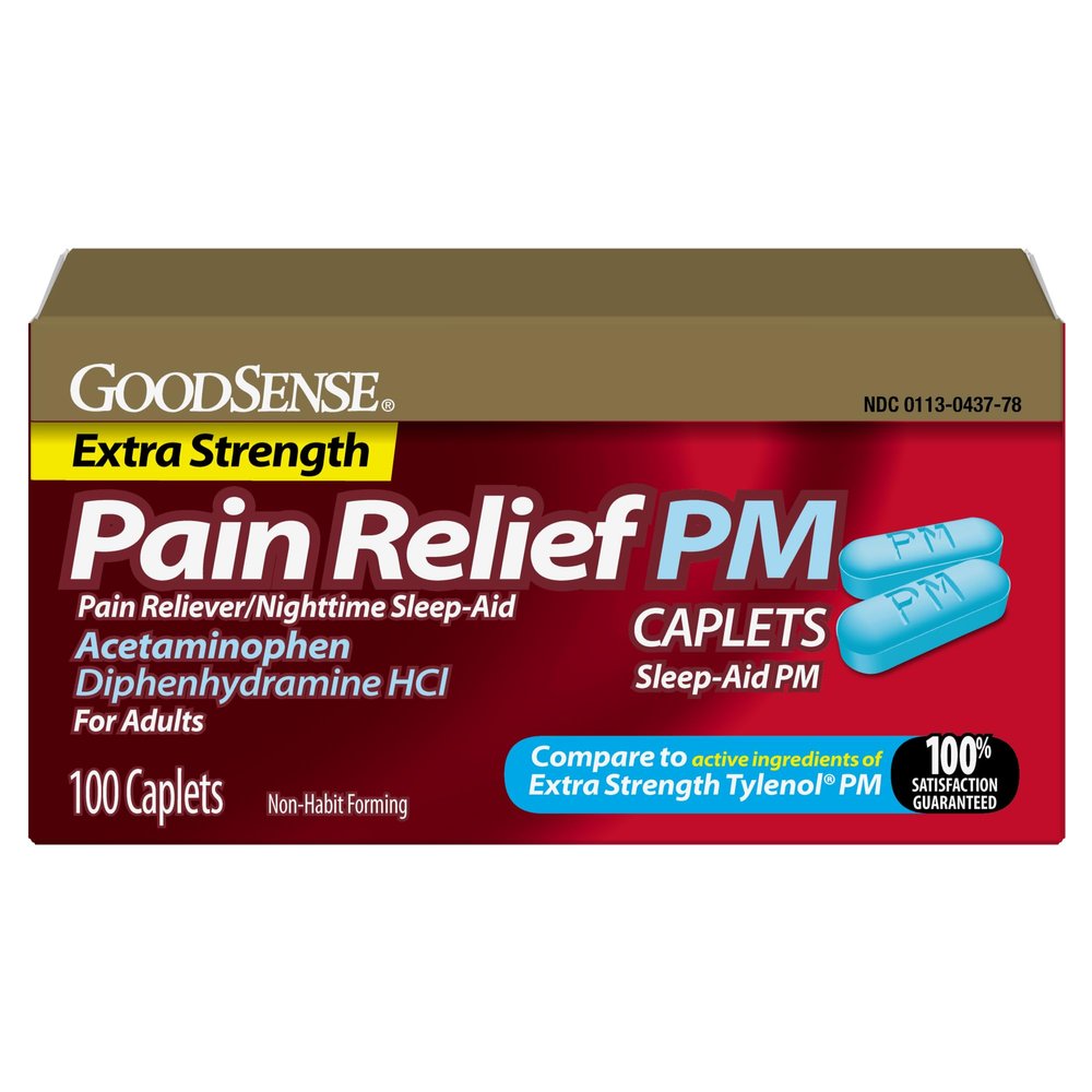 GoodSense Extra Strength Acetaminophen PM 500 mg Caplets, 100 Count