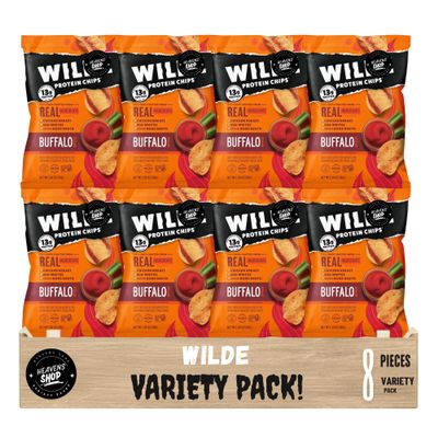 WILD- Buffalo Protein Chips, 13g Protein per Bag, Crunchy Chicken Chips, Gluten Free Snack, Individually Packed (8 Pack)