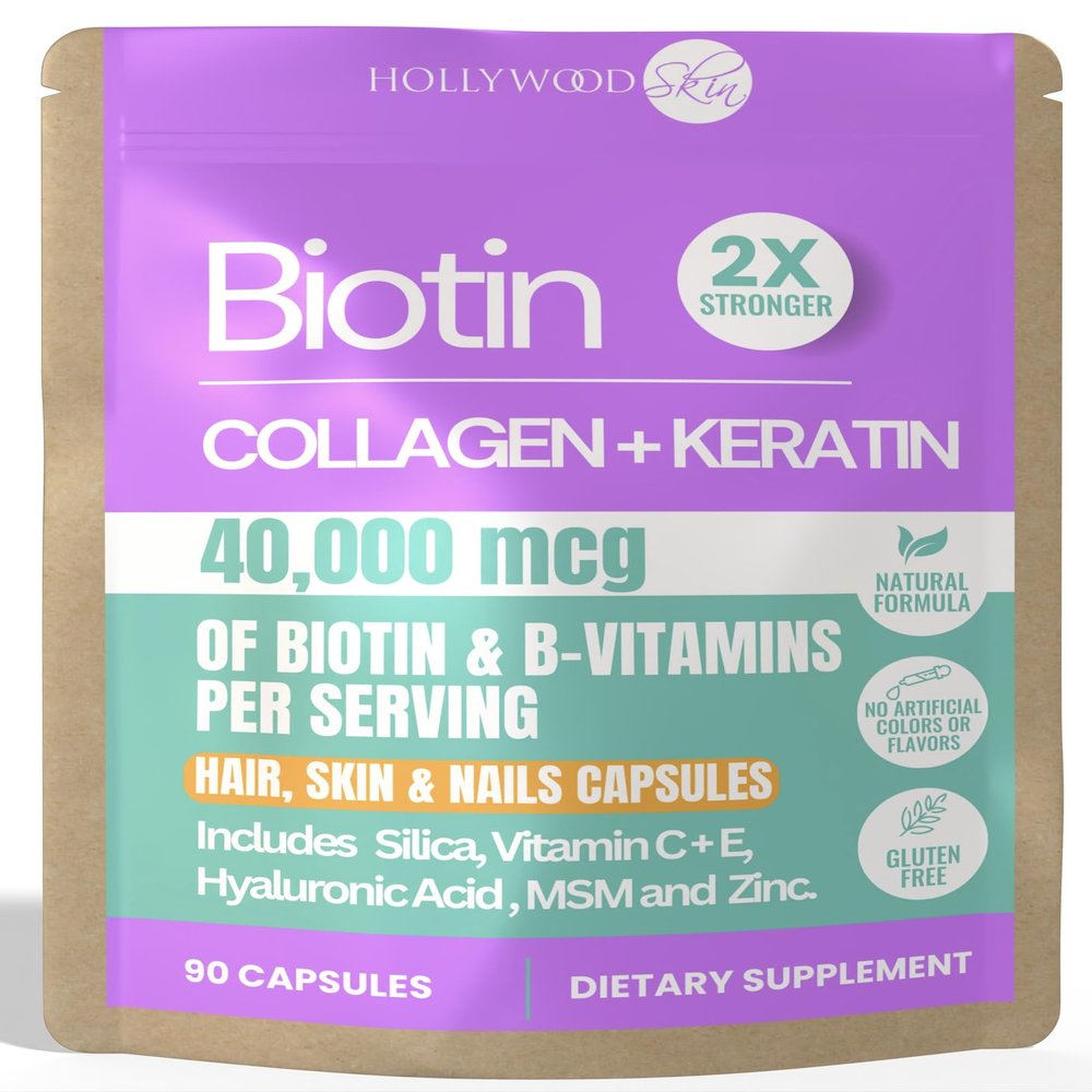 2X Stronger Hair Growth & Nail Strength Capsules 10,000 mcg Biotin, 620 mg Collagen & 100mg Keratin Thicker, Fuller Hair, Stronger Nails, Radiant Skin Clinically Proven in 30 Days.