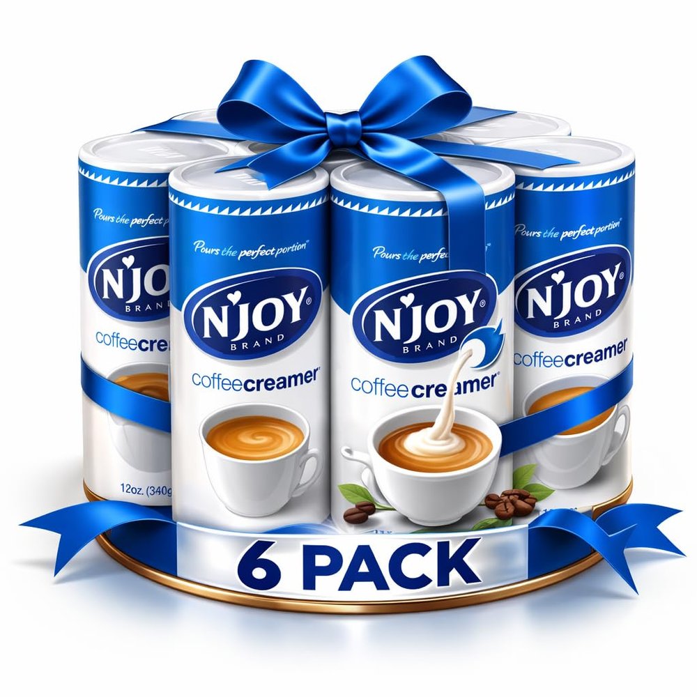 6 Pack N'JOY Coffee Creamer, Original, 12 oz Canister, Bulk Size