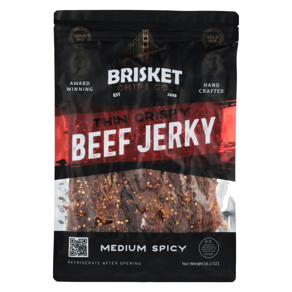 Brisket Chips Co. Medium Spicy, Crispy, High Protein, Beef (8oz)