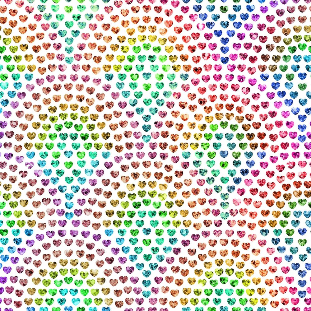 Jillson Roberts Gift Wrap, Holographic Rainbow Hearts, Quarter Ream 208 feet x 24 inches