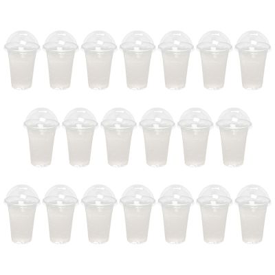 WATIIFUFU 30 Sets 500ml Disposable Plastic Juice Cups with Dome Lids, Cold Drink Beverage Cups for Milk Tea, Juice, Lemonade, Portable Party Use