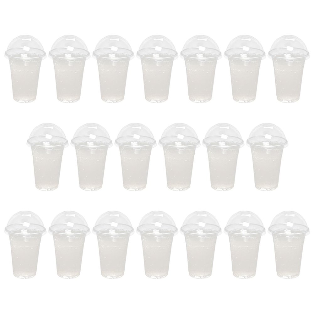 WATIIFUFU 30 Sets 500ml Disposable Plastic Juice Cups with Dome Lids, Cold Drink Beverage Cups for Milk Tea, Juice, Lemonade, Portable Party Use