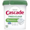 Cascade Free & Clear Dishwasher Pods, Dishwasher Detergent, Dish Detergent Soap, Unscented, 62ct view 1