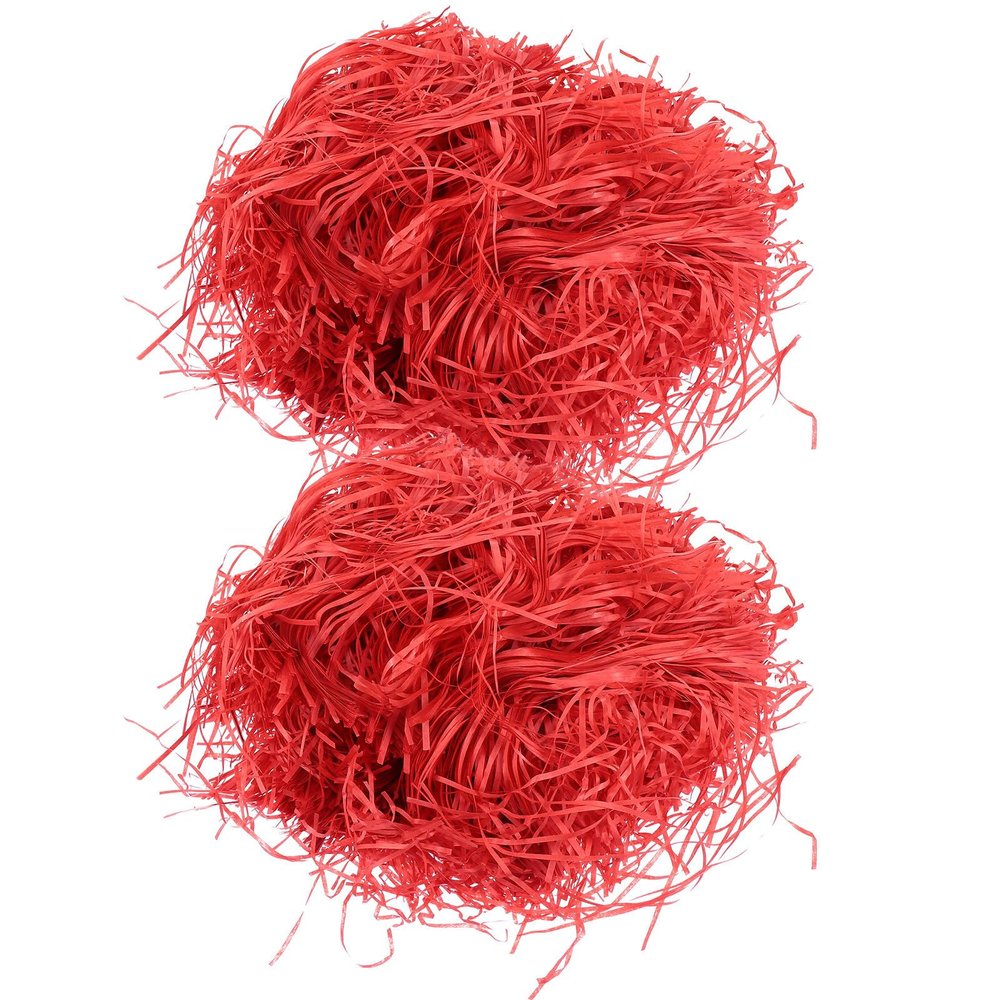 CLISPEED Red Raffia Decorative Shredded Material 120g 2pcs Crinkle Cut Silk Fillers for Box Wrapping Wedding Supplies