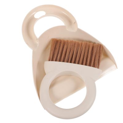 SOIMISS Mini Hand Broom and Dustpan Set, Portable Small Desktop Cleaning Brush with Soft Bristles, Beige Miniature Sweep Set for Office, Home, and Car Dust Removal