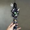 Handmade Healing Crystal Wand for Your Spritual Journey-Obsidian Wand - Natural Clear Quartz & Aventurine Crystal Wand with Seashell & Driftwood for Energy Protection & Spiritual Healing view 4