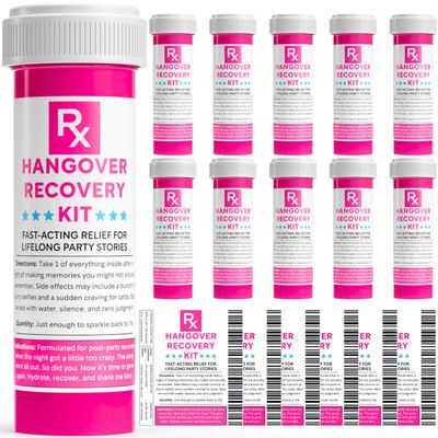 10 Pack Hangover Recovery Kit - Upgrade from Bags to Pink Bottles for DIY Party Favors - Bachelorette, Bridesmaid Gifts, 21st Birthdays, Girls Trips, Night Out, Galentines, Bridal Shower & Weddings