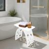 16in Modern Portable Shower Bench,Acrylic Bathroom Stool Load 500 Lbs,Rectangle+Arc-Shaped Shower Stool for Shaving Legs,for Adults Seniors Elderly (White) view 1