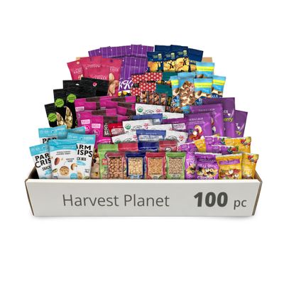 Harvest Planet 100-Pack Nuts & Trail Mix Variety Box - Bulk Healthy Office Snacks for Large Breakrooms and Business Meetings - Individually Wrapped Mixed Nuts, 136.5 oz