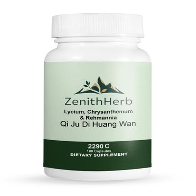 ZenithHerb-Qi Ju Di Huang Wan/Lycium Chrysanthemum & Rehmannia, Herbal Supplement, 100 Capsules/Bottle, 2 Bottles