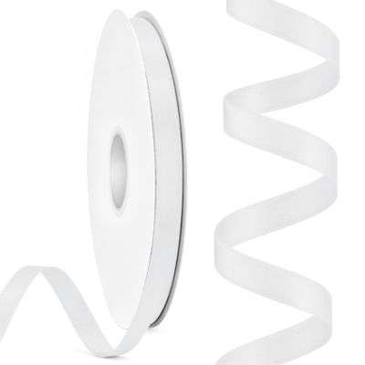Rilisili 3/8 Inch X 50 Yards White Double Faced Satin Ribbon Polyester Milk Silk Ribbon for Crafts Sewing Gift Wrapping Wedding Invitations Bouquet Decor