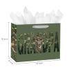 Loveinside 13" Large Camouflage Grandpa Gift Bag for Men, Camo Bear & Eagle Hunting Design Gift Bag with Tissue Paper, Card, for Father's Day, Birthday, Grandpa Gifts, 13" x 5" x 10", 1 Pcs view 2