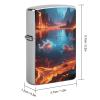 Magic Lava Lake Lighter Case Metal Double-Sided Graffiti Lighter Cover Lighters Protective Sleeve for Women Men Standard Lighters view 2