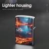 Magic Lava Lake Lighter Case Metal Double-Sided Graffiti Lighter Cover Lighters Protective Sleeve for Women Men Standard Lighters view 4